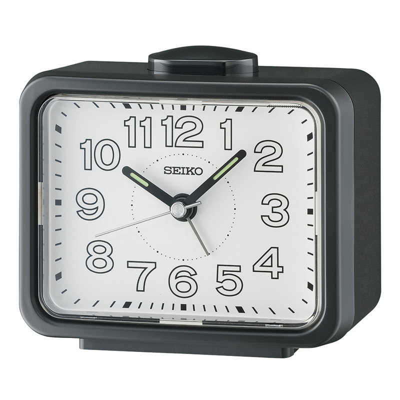 Seiko Black Analog Quartz Alarm Clock with LumiBrite Hands