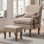 Chaise d'appoint moderne rembourrée avec repose-pieds et pieds tournés en bois
