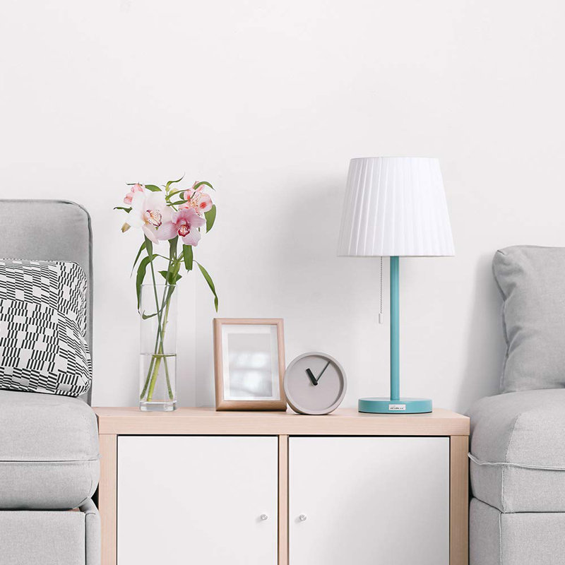 Metal Table Lamp, Blue, White