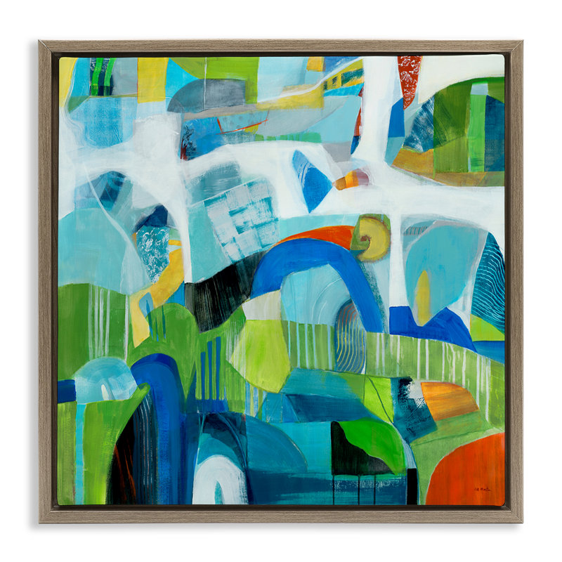 «Restless Bright Shapes» par Jill Martin, Cadre flottant orme Montalcino, H 25 po x l 25 po
