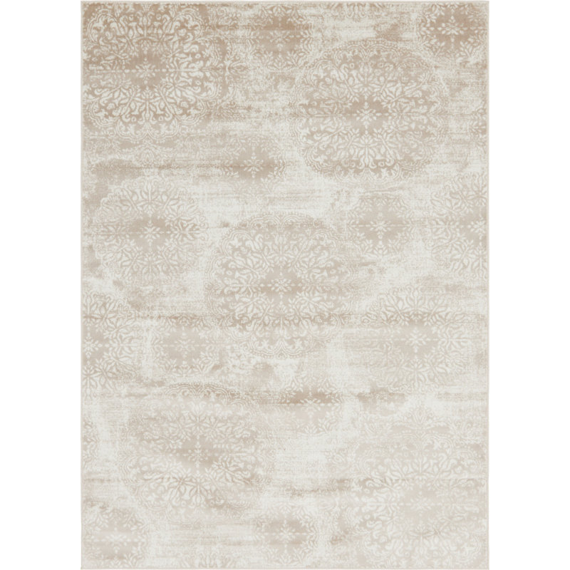 Brandt Floral Area Rug, Rectangle 6'1" x 9', Beige 