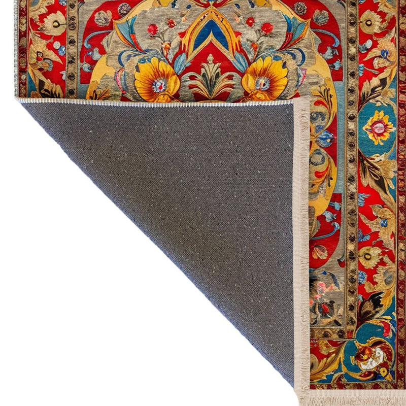Tokyo Collection Multi-Coloured Floral Details and Ethnic Patterned Woven Base Vintage Decorative Rug