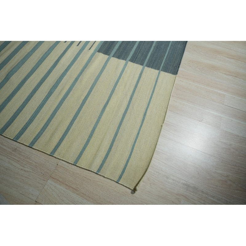Multicolor Handwoven Wool Striated Color Blocks Geometric Modern Contemporary Carpet Rug, 9' x 12'