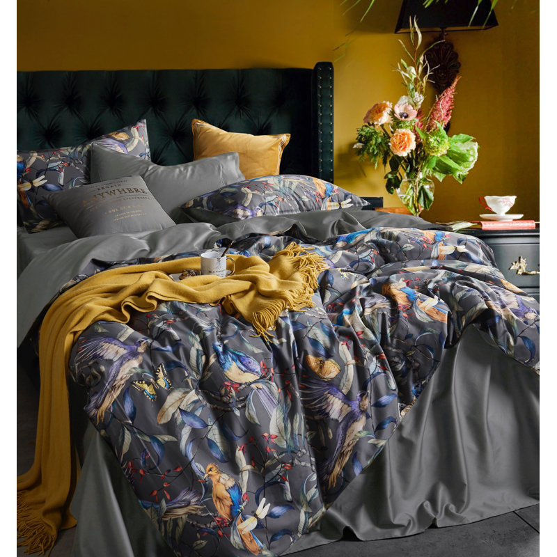 Fauna Birds Sateen Duvet Cover, Queen