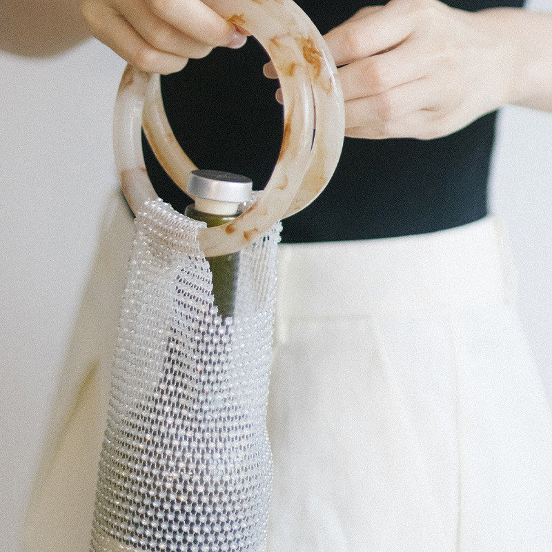 Bouteille d'eau pour femmes Sac à vin avec strass Ensembles d'accessoires pour bouteilles de vin Sac à vin élastique avec poignée robuste