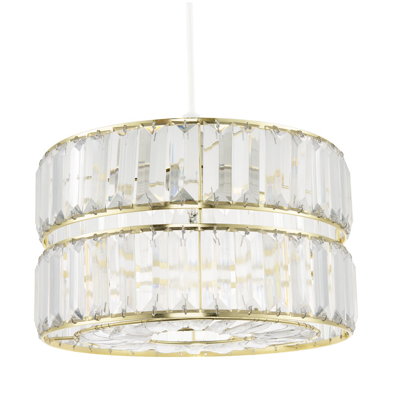 Chic Double Tier Pendant Light Shade With Rows Of Acrylic Prisms By