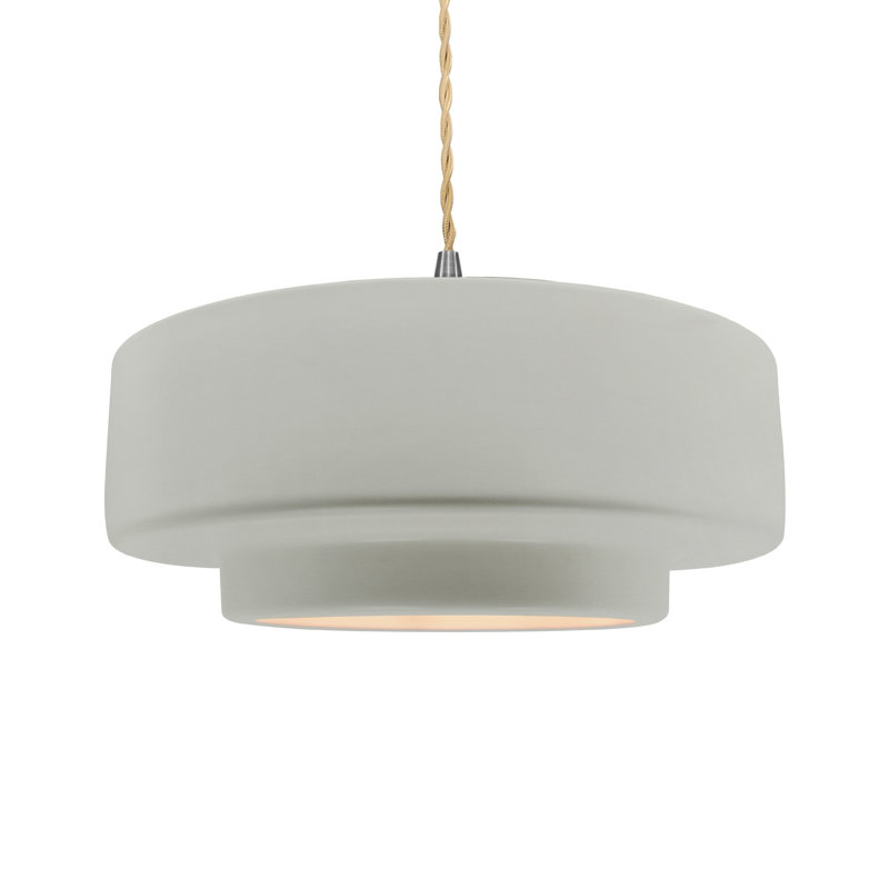 Luminaire suspendu à 1 lumière Meydan, H 6 po x l 16,25 po x P 16,25 po, Bisque, Nickel brossé