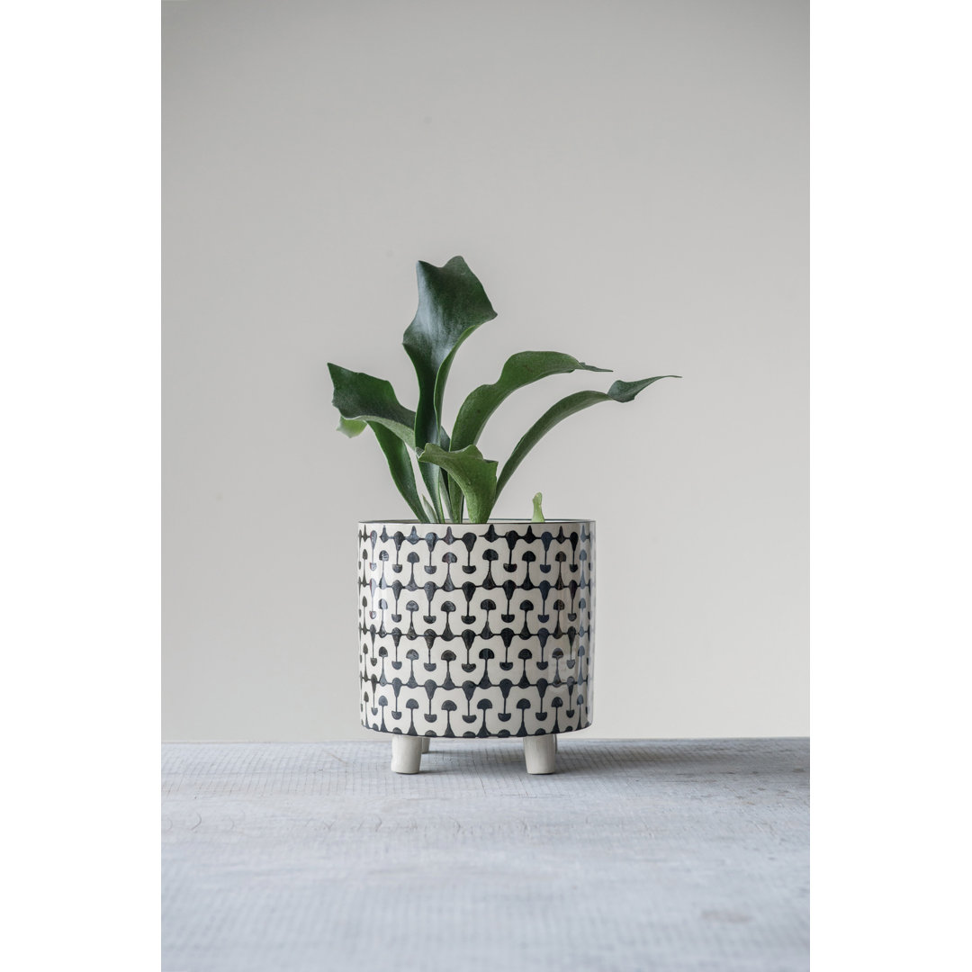 Shyann Round Stoneware Planters with Geometric Prints Dakota Fields 