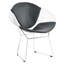 Chaise Diamond avec structure en fer poli, assise en similicuir noir, largeur d'emballage 56 cm, structure en fil d'acier et fer soudés à la main, finition blanche, hauteur 79 cm, détails complexes