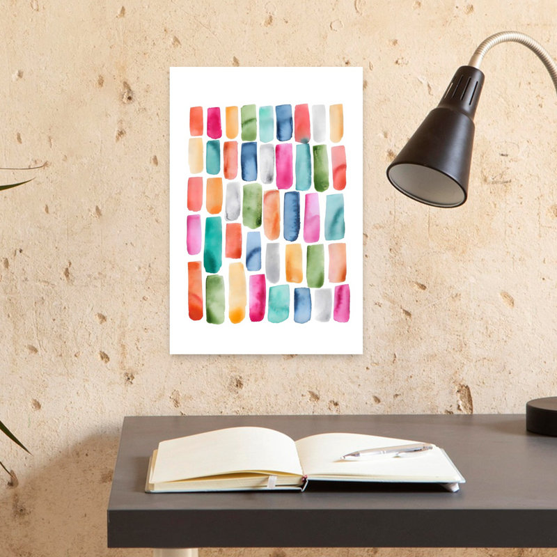Coup de pinceau coloré abstrait, art mural coloré et audacieux, 18" H x 12" W