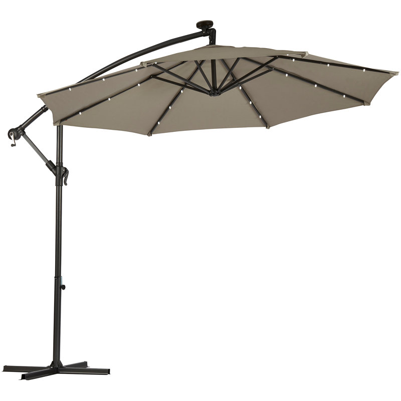 Blevins 270cm Lighted Cantilever Parasol, Light Grey