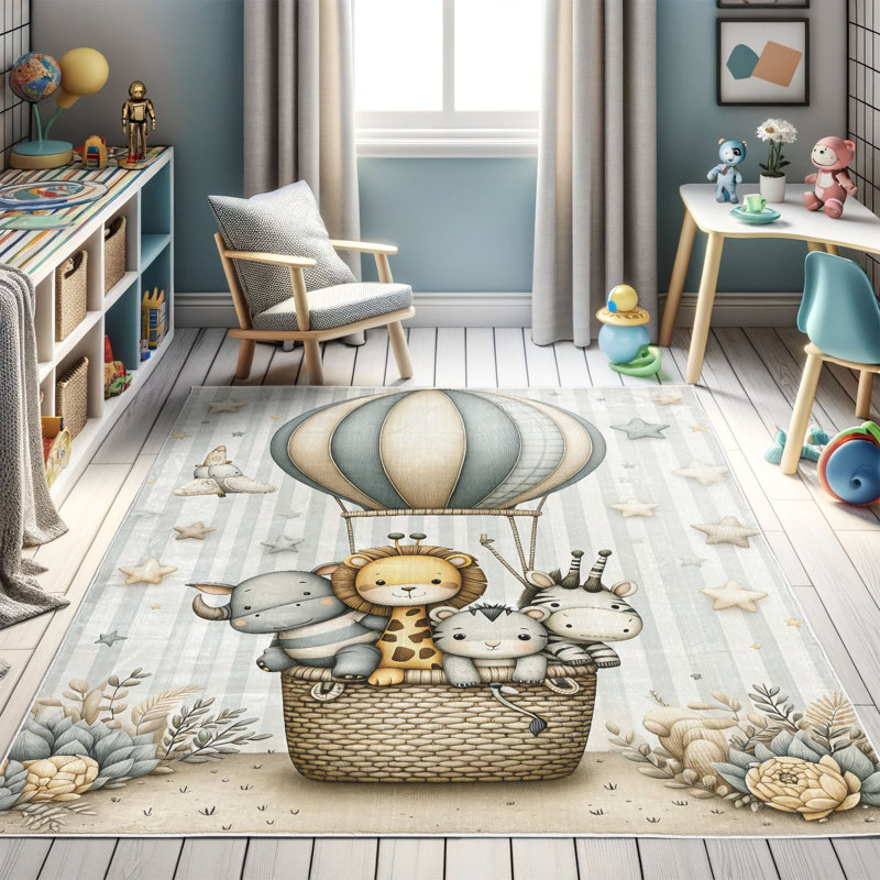 Ambesonne Animals High Density Long Fiber Poly Threads Decorative Area Rug Carpet, Rectangle 4' x 5'7"