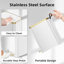 Poubelle de salle de bain 1,6 gallon avec couvercle à fermeture lente, pédale, poubelle en acier inoxydable de 6 L avec seau intérieur amovible, filtre à odeurs intégré, petite poubelle pour salle de bain, toilette, bureau à domicile, chambre à coucher (blanc)-123222514-128553143