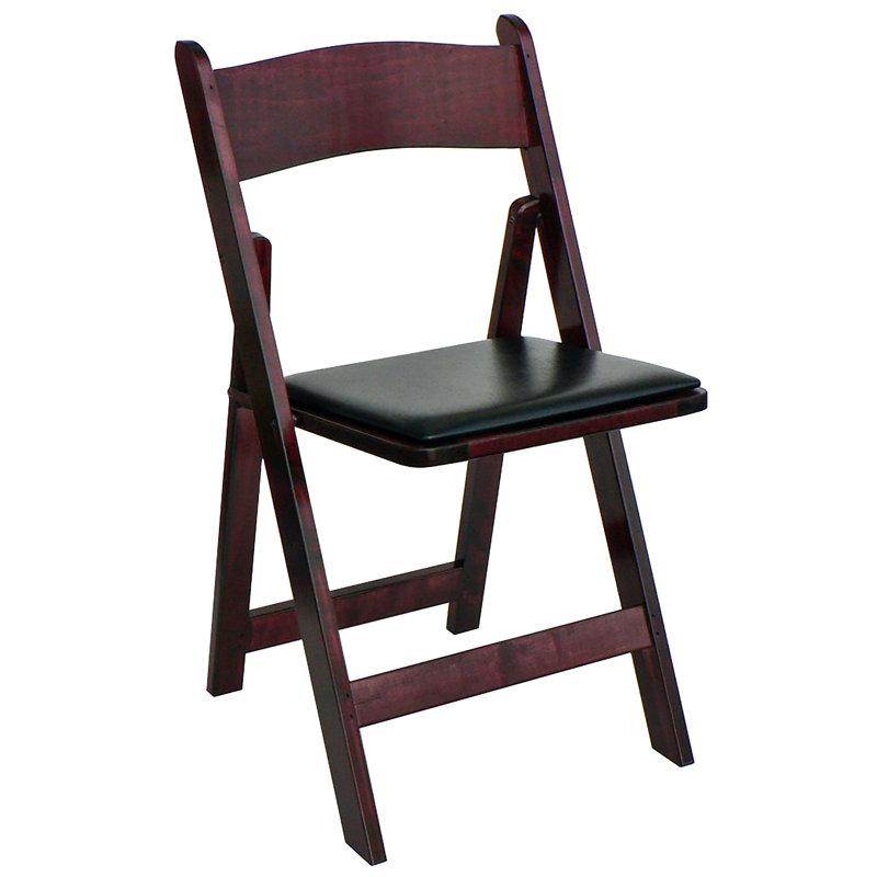 Chaise pliante en érable, 1,5 po, Naturel, Vinyle noir
