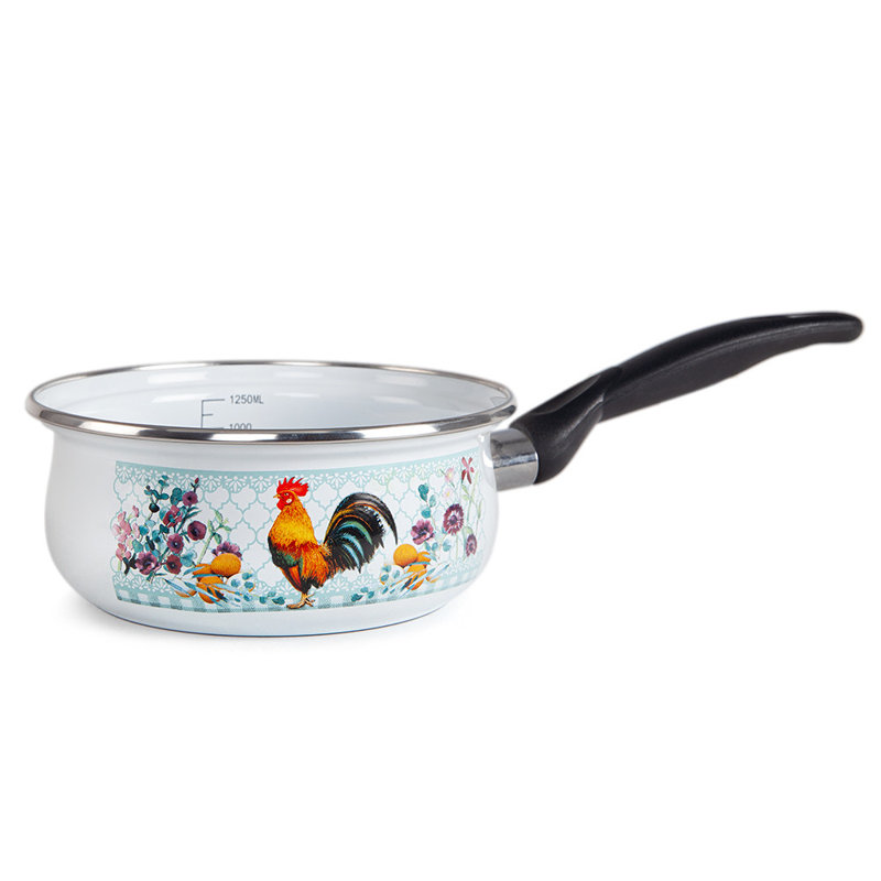 Rooster 1.45 qt. Aluminum and Enamelware Saucepan