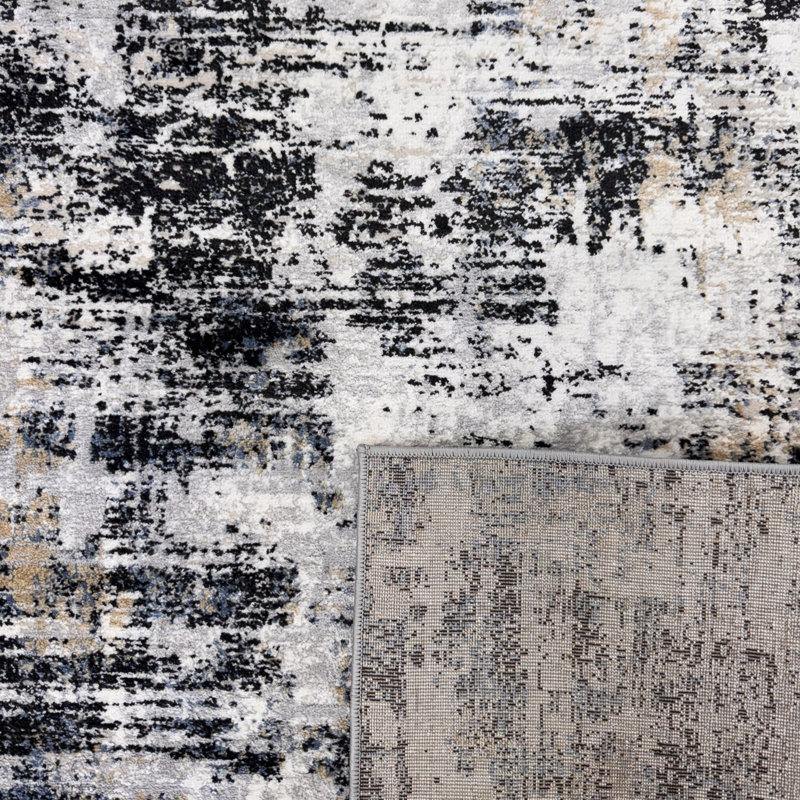 5' X 8' Beige Gray and White Abstract Area Rug