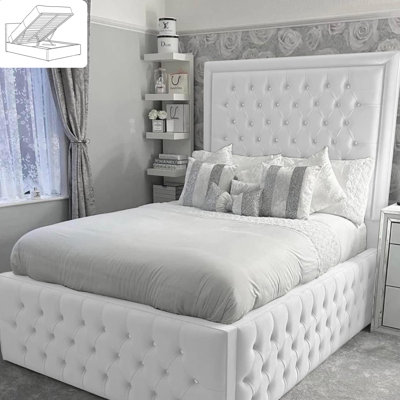 Chanoa Deluxe Ottoman Storage Bed - Bumperbar Plush Velvet Upholstered Gas Lift Bed Frame