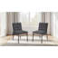 Ensemble de 2 chaises de salle à manger en tissu noir avec pieds en fer noir