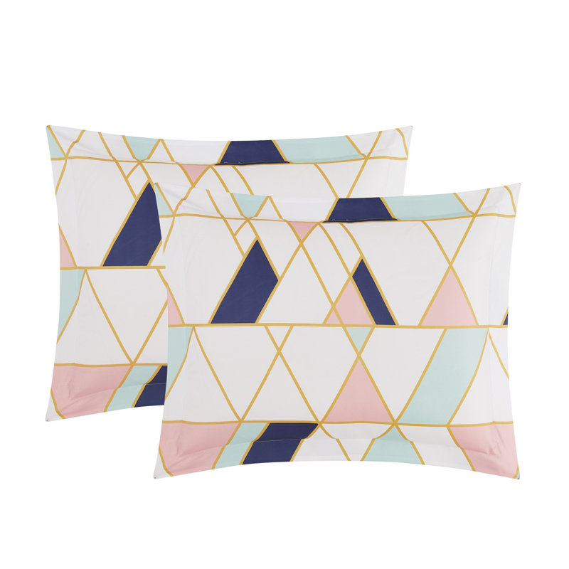 Queen Pink Microfiber Geometric Bed in a Bag Set