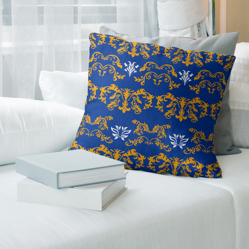 Housse de coussin LA Football Baroque, Bleu marine / or / blanc, 16 po x 1 po, Faux lin