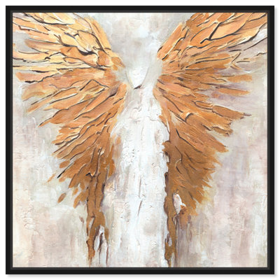 Art mural doré blanc sur toile Golden Wings par Art Remedy