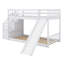 Lit superposé à structure en bois massif avec glissière convertible et escalier-651211116