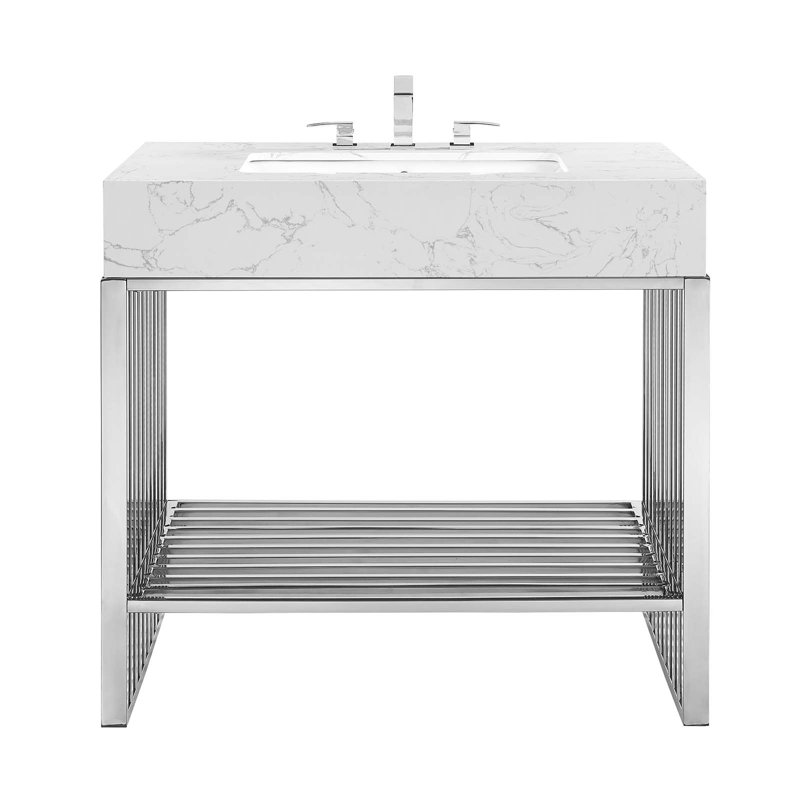 Modway Gridiron 36" Bathroom Vanity, Silver
