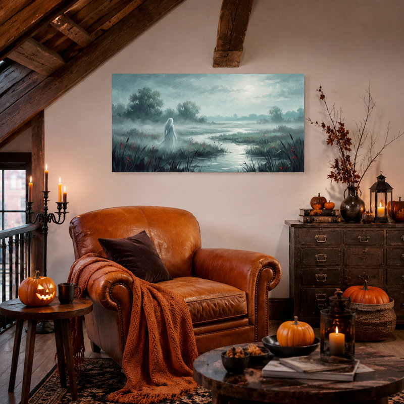 «Ghostly figure in Moonlit Marsh», art mural sur toile, 40“W x 20”H