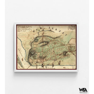 Camden New Jersey And Environs Map, New Jersey Art, Old New Jersey Map, Antique Rustic Bedroom Decor, Above Fireplace Decor, Wood Framed Art