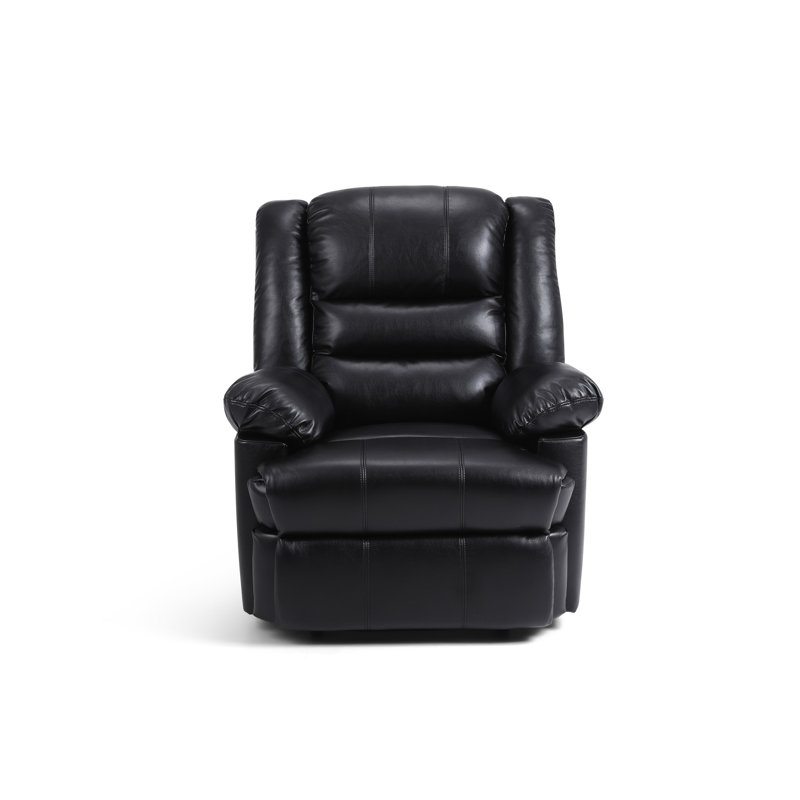 Celado 88.5cm Wide Faux Leather Standard Recliner, Black Faux Leather