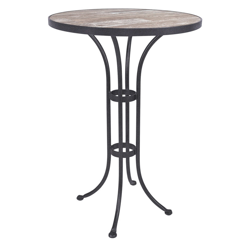 Outdoor Round Counter Table, Pallazo White, Graphite, 42.5" H x 42" W x 42" D 