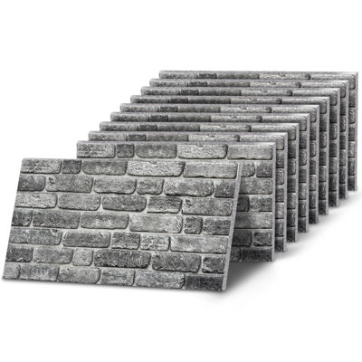 Panneau mural simple effet brique rustique gris