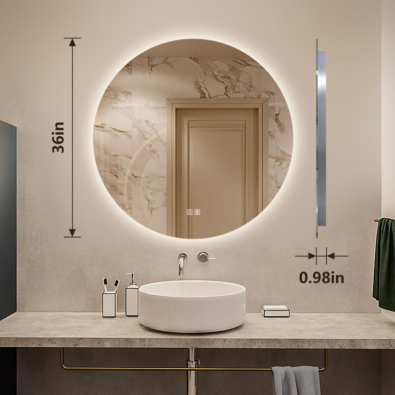 Miroir de salle de bain Naliyah, 36 po x 36 po