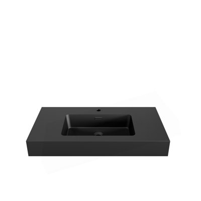 BB02-36-109, Integrated engineered solid surface basin WITHOUT drain and faucet, matte black colour
