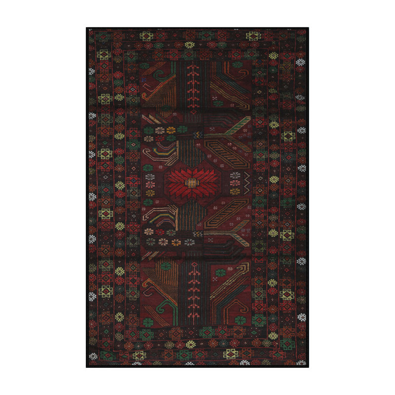 Tapis traditionnel orange / vert, Rectangle 2 pi x 4 pi