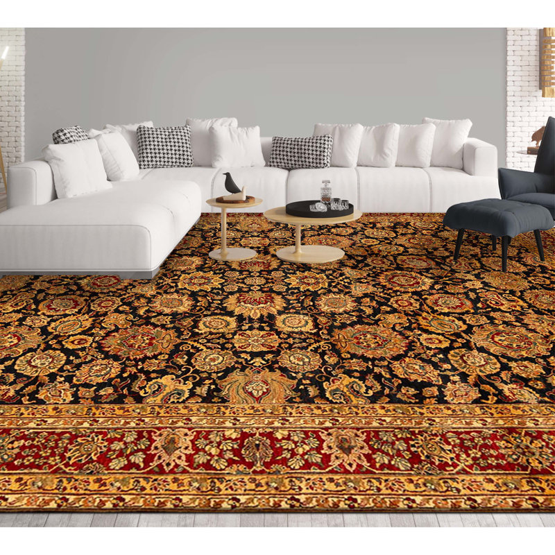 Hand Knotted Wool Area Rug in Blue And Red