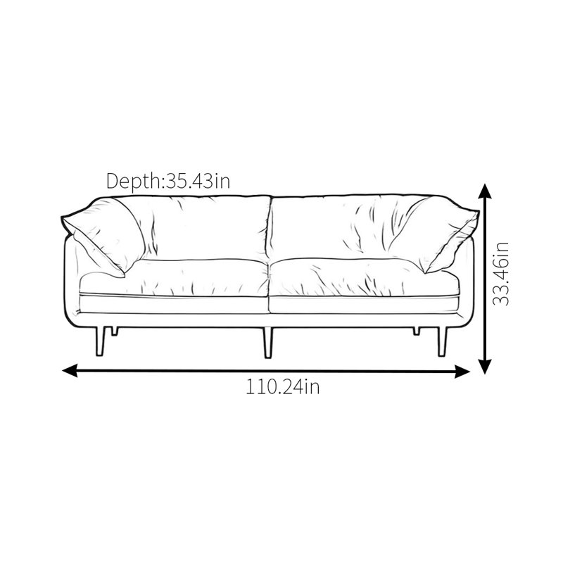 Canapé de luxe rétro haut de gamme, H 33,46 po x l 110,24 po x P 35,43 po, 4