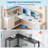 Twin Size Loft Bed Frame With L-Shaped Desk And 3 Storage Drawers, Metal Loft Twin Beds With Charging Stations, Led Lights, Storage Shelves And Cabinet, Safety Guardrail & Ladders, White-849505655