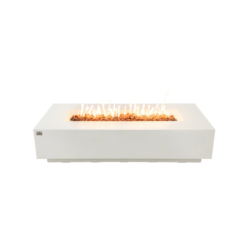 Table de foyer d'extérieur en béton H 17 po x l 72 po Savanah, Gaz naturel, Blanc, crème