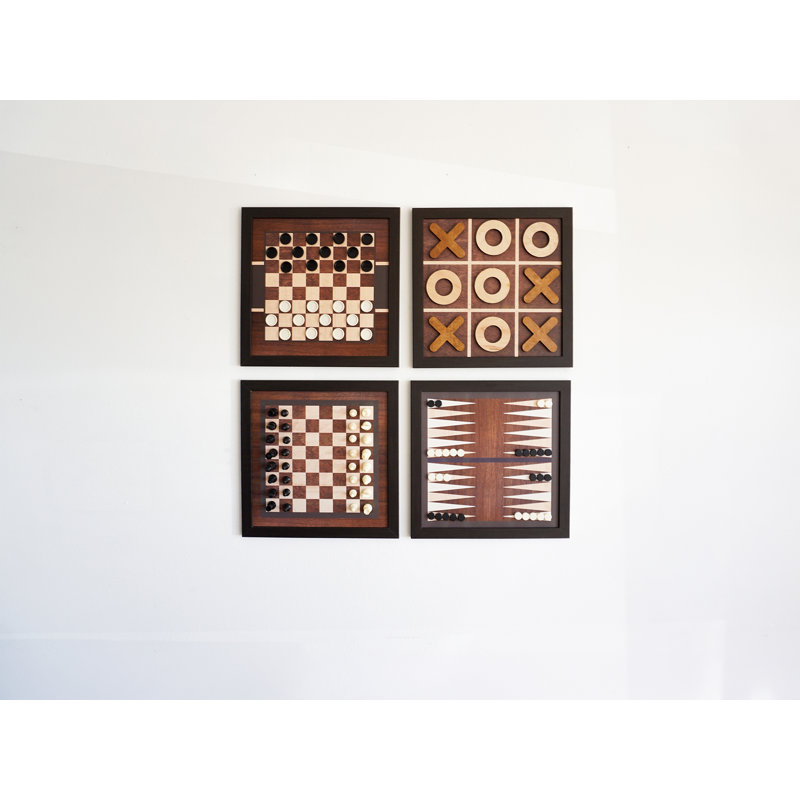 Magnetic Wall Decor Game Set Of 4 Dark Wood