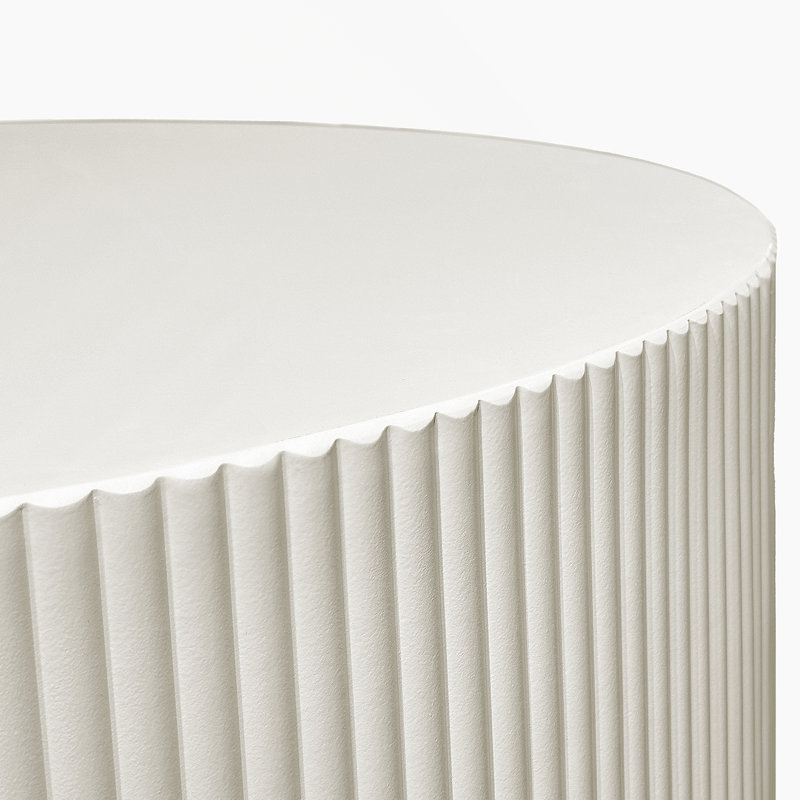 35.83" Stylish And Minimalist Wave Stripe Coffee Table, Modern Round Coffee Table, Beige