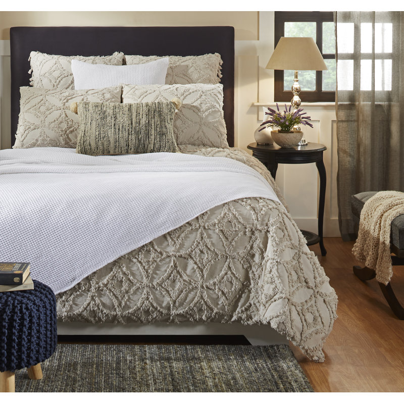 Housse de couette en coton percale avec motif géométrique à losanges