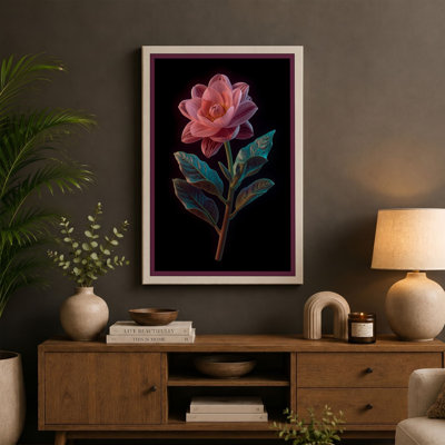 Single Rose in Bloom Botanical - Wrapped Canvas