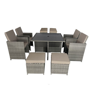 Alfino Square 8 - Person 110cm Long Dining Set with Cushions