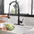 Matte Black Pull Down Water Filter Kitchen Sink Faucet With Roll Up Dish Drying Rack, 3 Way Drinking Faucet, Single Handle Dual Function Spray Head, Contemporary Style Made Of Solid Brass 44 Head And