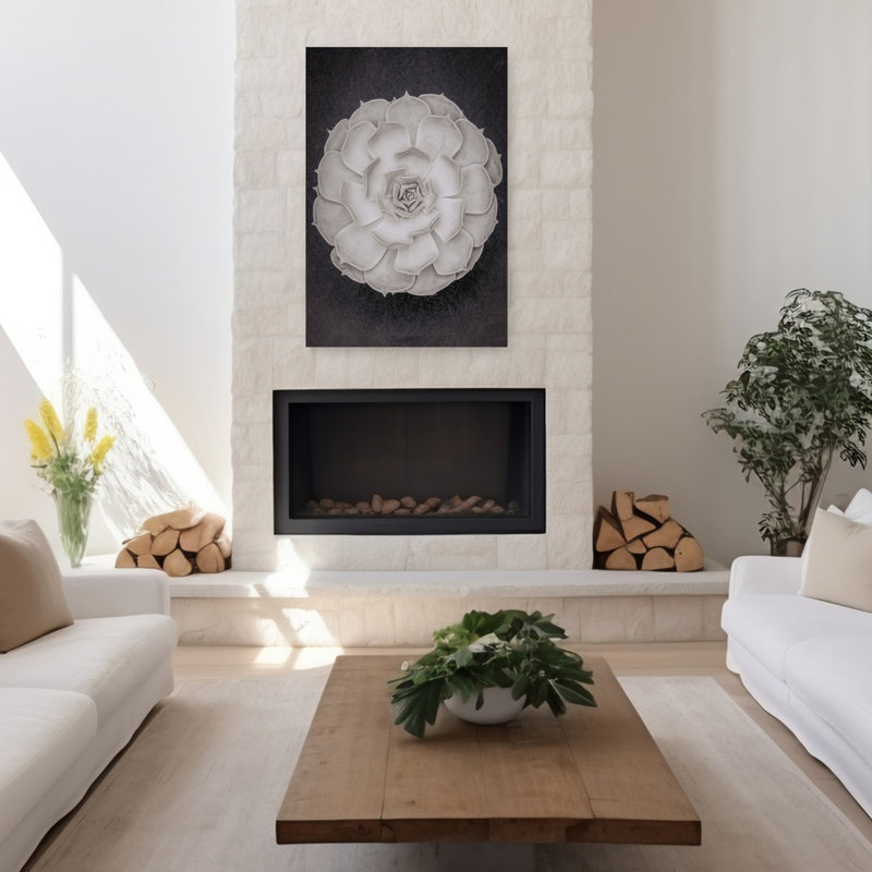 «Succulent Graptoveria Baw 004», art contemporain mural, paysage de cactus, H 48 po x l 32 po