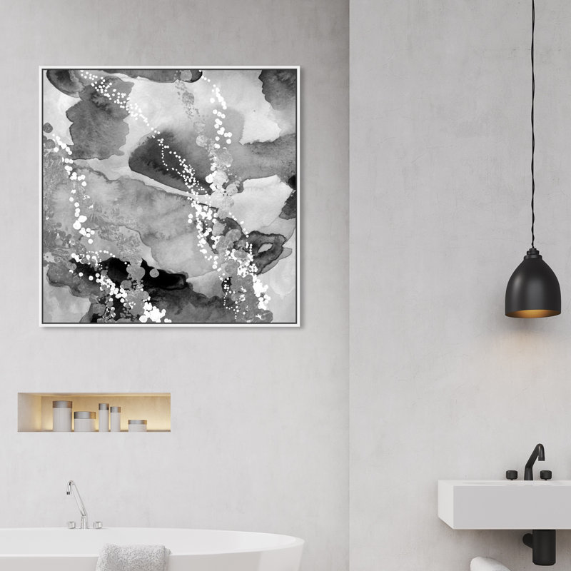 «Abstract Even More Love Silver», reproduction d'art graphique sur toile, Cadre blanc, H 30 po x l 30 po x 1,5 po