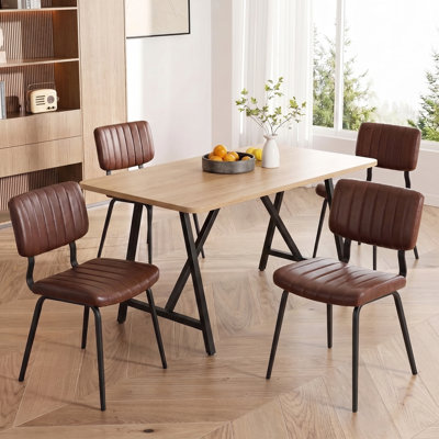 Chaises de salle à manger modernes de style industriel chic, recouvertes de similicuir (lot de 2)