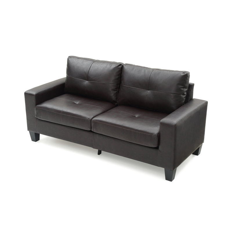 Causeuse Mucci, Simili cuir brun foncé, 36" H x 71" W x 32" D