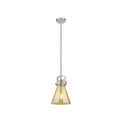 Downtown Urban - Cône Newton - Mini-luminaire suspendu en forme de tige 8 "à 1 lumière - Finition laiton brossé - Abat-jour mercure